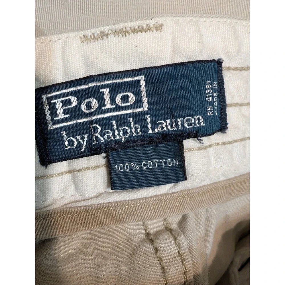 Polo Ralph Lauren Classic Chino Cargo Shorts Mens 40 Khaki Beige Cotton Twill